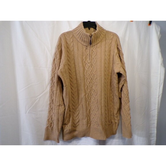 Other - MSML25230502 Cable Knit 1/4 Zip Sweater XL Beige Men's Mock Neck Knit